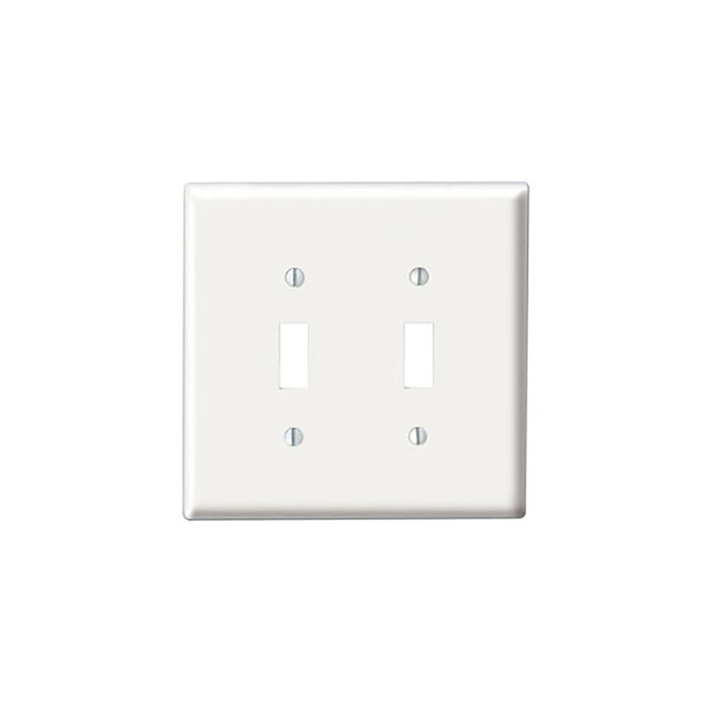 Leviton Toggle Switch Wall Plate, 2 Gang, White